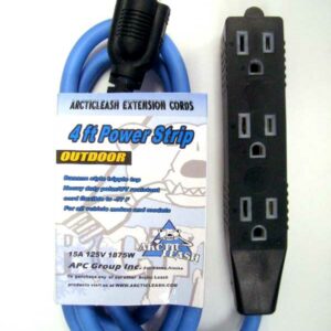 4ft 14/3 Blue Outdoor Polar Tri-Tap  All Weather Cord